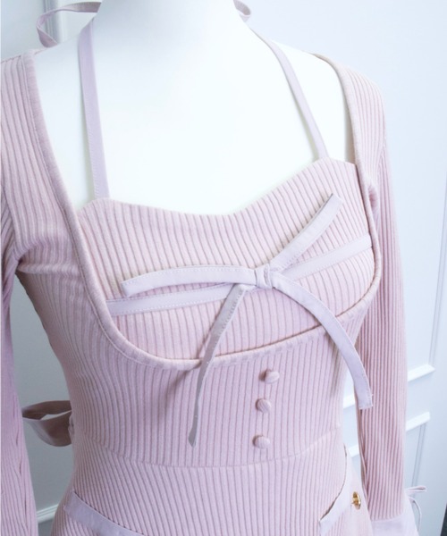 ReAmour 配色レイヤードワンピ　ピンク 配色レイヤードワンピ（ワンピース）｜ReAmour（リアムール）の