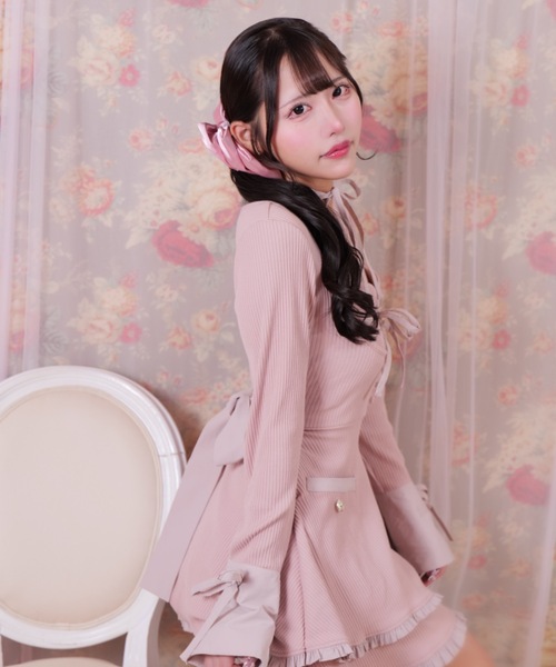 ReAmour 配色レイヤードワンピ　ピンク 配色レイヤードワンピ（ワンピース）｜ReAmour（リアムール）の