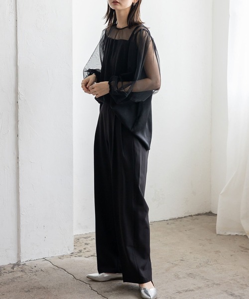 No Rule No Line（ノール－ルノーライン）の「チュールドッキングレイヤード風トップス セレモニー オケージョン 結婚式 二次会 同窓会（Tシャツ/カットソー・レディース・ブラック/ホワイト・FREE）」の13枚目の写真