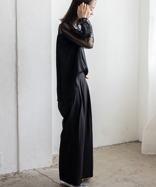 No Rule No Line（ノール－ルノーライン）の「チュールドッキングレイヤード風トップス セレモニー オケージョン 結婚式 二次会 同窓会（Tシャツ/カットソー・レディース・ブラック/ホワイト・FREE）」の15枚目の写真