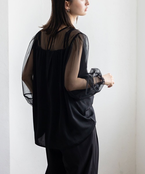 No Rule No Line（ノール－ルノーライン）の「チュールドッキングレイヤード風トップス セレモニー オケージョン 結婚式 二次会 同窓会（Tシャツ/カットソー・レディース・ブラック/ホワイト・FREE）」の18枚目の写真