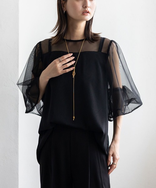 No Rule No Line（ノール－ルノーライン）の「チュールドッキングレイヤード風トップス セレモニー オケージョン 結婚式 二次会 同窓会（Tシャツ/カットソー・レディース・ブラック/ホワイト・FREE）」の21枚目の写真