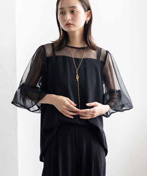 No Rule No Line（ノール－ルノーライン）の「チュールドッキングレイヤード風トップス セレモニー オケージョン 結婚式 二次会 同窓会（Tシャツ/カットソー・レディース・ブラック/ホワイト・FREE）」の22枚目の写真