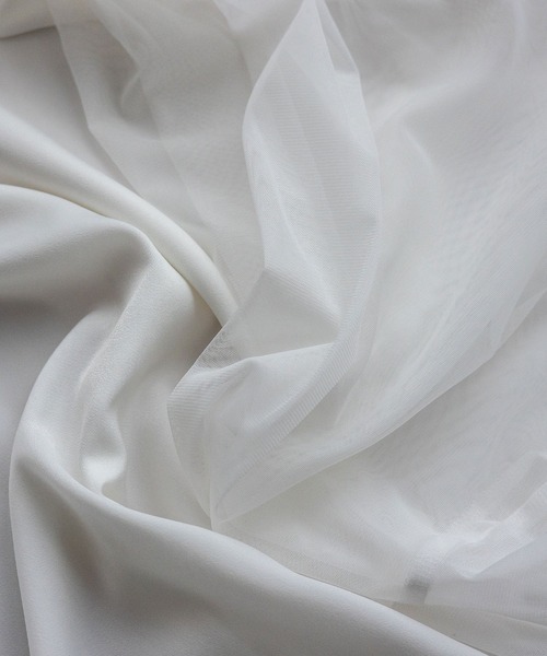 No Rule No Line（ノール－ルノーライン）の「チュールドッキングレイヤード風トップス セレモニー オケージョン 結婚式 二次会 同窓会（Tシャツ/カットソー・レディース・ブラック/ホワイト・FREE）」の8枚目の写真