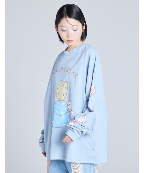 Little sunny bite(リトルサニーバイト)の「【RS】【Little Sunny Bite】MARRONCREAM x little sunny bite long tee(Tシャツ/カットソー・レディース・ブラック/ホワイト/ブルー・SMALL/MEDIUM)」の4枚目の写真