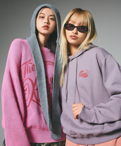 X-girl（エックスガール）の「STRAPPED KNIT BALACLAVA（ニットキャップ/ビーニー・レディース・ブラック/アッシュ・ONE SIZE）」の7枚目の写真