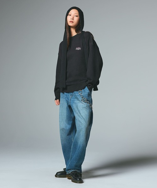 X-girl（エックスガール）の「STRAPPED KNIT BALACLAVA（ニットキャップ/ビーニー・レディース・ブラック/アッシュ・ONE SIZE）」の13枚目の写真