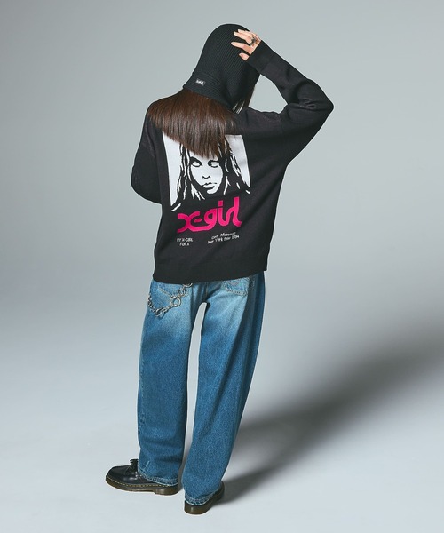 X-girl（エックスガール）の「STRAPPED KNIT BALACLAVA（ニットキャップ/ビーニー・レディース・ブラック/アッシュ・ONE SIZE）」の14枚目の写真