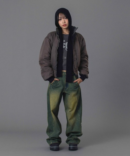 X-girl（エックスガール）の「STRAPPED KNIT BALACLAVA（ニットキャップ/ビーニー・レディース・ブラック/アッシュ・ONE SIZE）」の15枚目の写真