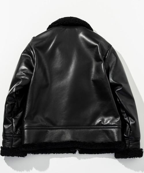 C DIEM（カルペディエム）の「C DIEM(カルペディエム)オーバーサイズ ムートン ダブルライダースジャケット(保温性/防寒性)（ライダースジャケット・メンズ・ブラック×ホワイト・XL/L/M）」の10枚目の写真