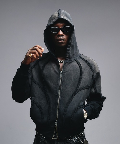 ANDER HUNK（アンダーハンク）の「Overdyed Zip-up Parker / オーバーダイジップアップパーカー（パーカー・メンズ・ブラック/レッド/グレー/その他・SMALL/MEDIUM/LARGE）」の4枚目の写真