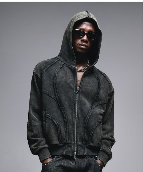 ANDER HUNK（アンダーハンク）の「Overdyed Zip-up Parker / オーバーダイジップアップパーカー（パーカー・メンズ・ブラック/レッド/グレー/その他・SMALL/MEDIUM/LARGE）」の2枚目の写真