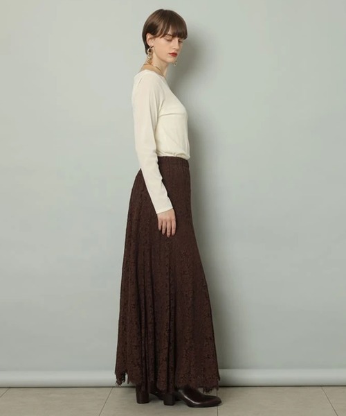 未使用品】アクリスプント US6 総レースフレアスカート 生成りベージュ