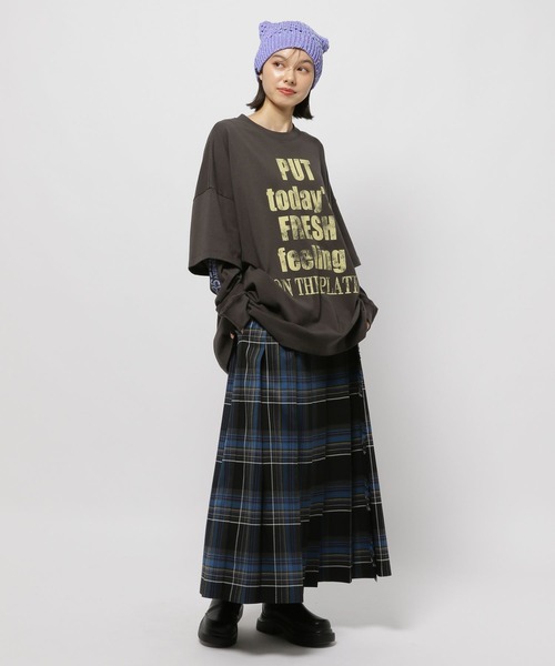 Fishs Eddy（フィッシュエディ）の「【Fishs Eddy(フィッシュエディ)】レイヤードTシャツ【UNISEX】（Tシャツ/カットソー・レディース・オフホワイト/チャコール/ライトグリーン・MEDIUM/LARGE）」の6枚目の写真