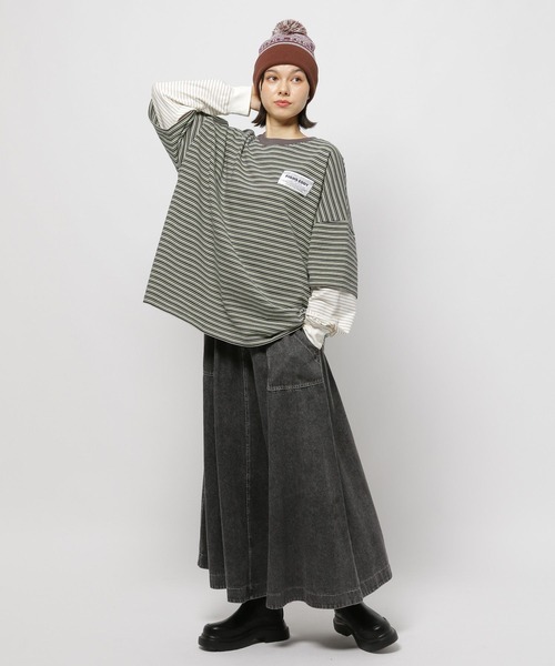 Fishs Eddy（フィッシュエディ）の「【Fishs Eddy(フィッシュエディ)】レイヤードTシャツ【UNISEX】（Tシャツ/カットソー・レディース・オフホワイト/チャコール/ライトグリーン・MEDIUM/LARGE）」の10枚目の写真