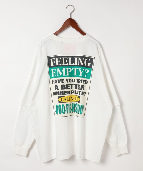 Fishs Eddy（フィッシュエディ）の「【Fishs Eddy(フィッシュエディ)】レイヤードTシャツ【UNISEX】（Tシャツ/カットソー・レディース・オフホワイト/チャコール/ライトグリーン・MEDIUM/LARGE）」の17枚目の写真