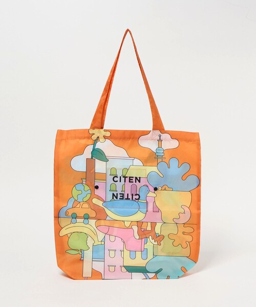 CITEN（シテン）の「＜A.Takahashi×CITEN＞くるパチ（エコバッグ/サブバッグ・レディース・ターコイズブルー系/オレンジ・FREE）」の2枚目の写真