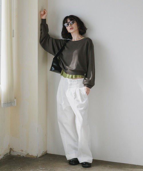 AO2(アオズ)の「Wool Ensemble Knit with Charms / チャーム付き ウール アンサンブルニット 冬服(ニット/セーター・レディース・イエロー/チャコール/ネイビー/ライトブラウン・FREE)」の1枚目の写真