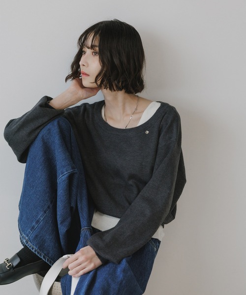 AO2(アオズ)の「Wool Ensemble Knit with Charms / チャーム付き ウール アンサンブルニット 冬服(ニット/セーター・レディース・イエロー/チャコール/ネイビー/ライトブラウン・FREE)」の12枚目の写真