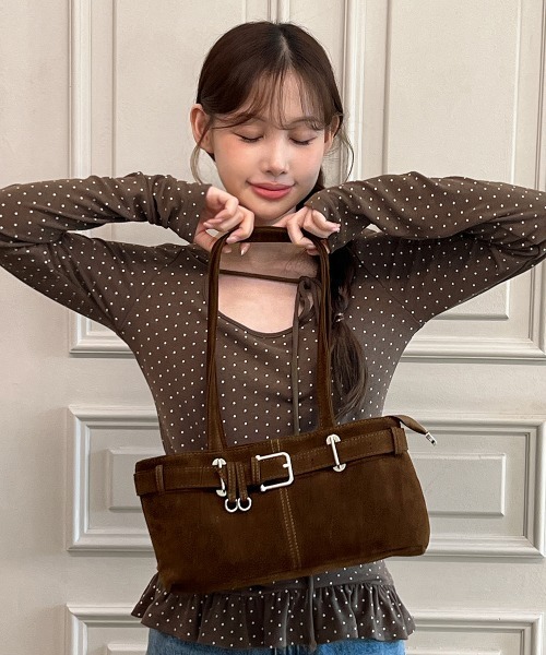 セール】【着用動画あり・2色展開】バックルスウェードショルダー