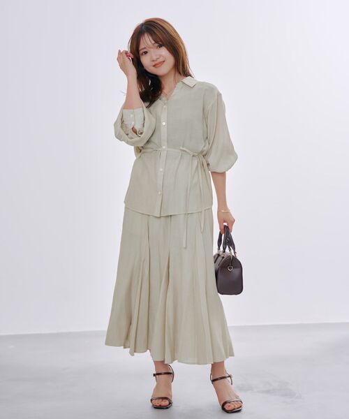 COHINA（コヒナ）の「ソフトワッシャーランダムマチフレアスカート 【低身長・小柄女性】（スカート・レディース・ベージュ/ネイビー・XS-Short/S-Short/XS-Regular/S-Regular）」の4枚目の写真