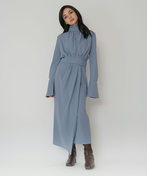 KINO THE KEI(キノザケイ)の「タック ドレープ タイトスカート ( セットアップ可 ) KINO THE KEI(スカート・レディース・ダークブラウン/ネイビー/サックスブルー・M/S)」の8枚目の写真