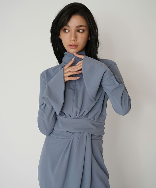 KINO THE KEI(キノザケイ)の「タック ドレープ タイトスカート ( セットアップ可 ) KINO THE KEI(スカート・レディース・ダークブラウン/ネイビー/サックスブルー・M/S)」の10枚目の写真