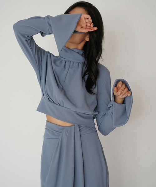 KINO THE KEI(キノザケイ)の「タック ドレープ タイトスカート ( セットアップ可 ) KINO THE KEI(スカート・レディース・ダークブラウン/ネイビー/サックスブルー・M/S)」の11枚目の写真