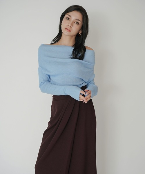 KINO THE KEI(キノザケイ)の「タック ドレープ タイトスカート ( セットアップ可 ) KINO THE KEI(スカート・レディース・ダークブラウン/ネイビー/サックスブルー・M/S)」の18枚目の写真