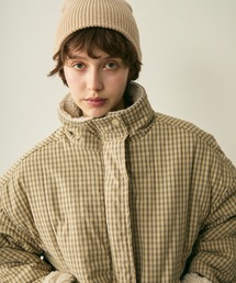 ダウンジャケット/コート（ベージュ系・チェック柄）ファッション通販