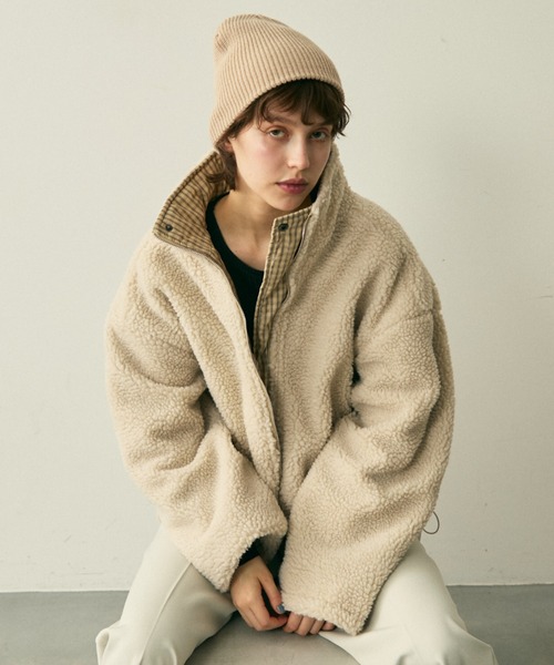 reversible check boa puff jacket ⁄ リバーシブルチェックボアパフ