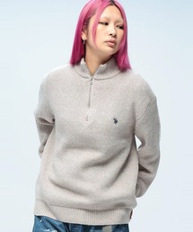 U.S. POLO ASSN. ワンポイント ハーフジップ セーター