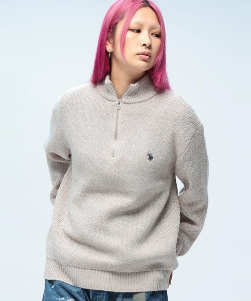 U.S. POLO ASSN.(ユーエスポロアッスン)の「U.S. POLO ASSN. ワンポイント ハーフジップ セーター(ニット/セーター・メンズ・ブラック/オートミール/ネイビー・M/L/LL)」の2枚目の写真