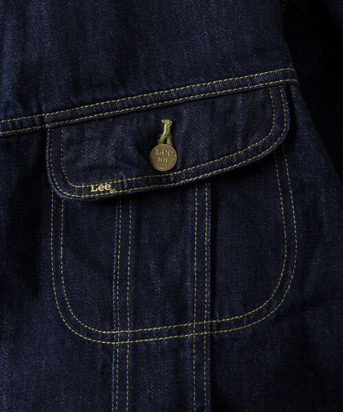 Lee(リー)の「Lee × FREAK'S STORE/リー 別注 101-J RIDERS JACKET/リー ワンオーワン ジェー デニム ライダース ジャケット(デニムジャケット・メンズ・ネイビー/ダークネイビー・MEDIUM/LARGE)」の5枚目の写真