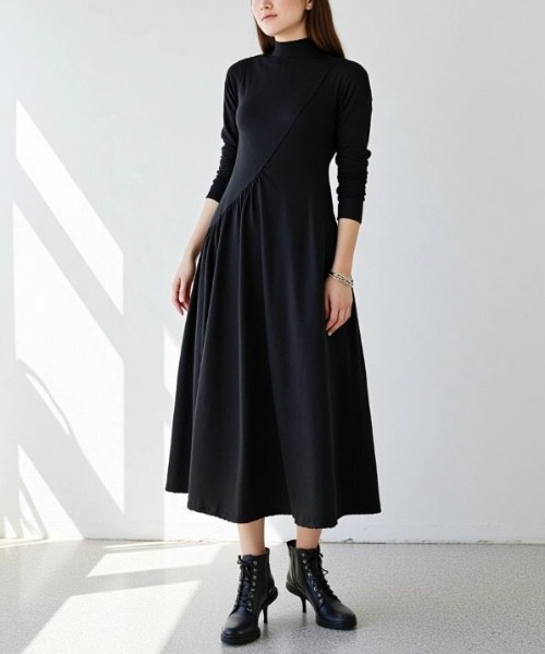 cammie(キャミー)の「タートルネックデザインワンピース(ワンピース・レディース・ブラック/グリーン/ネイビー・M/L)」の6枚目の写真
