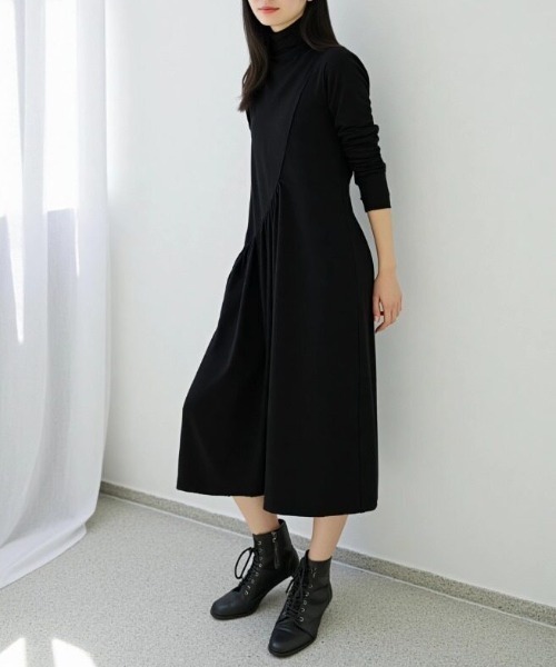 cammie(キャミー)の「タートルネックデザインワンピース(ワンピース・レディース・ブラック/グリーン/ネイビー・M/L)」の10枚目の写真