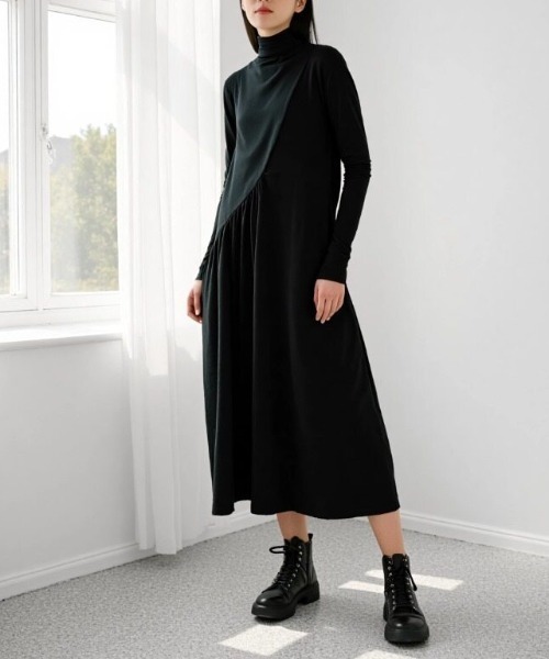 cammie(キャミー)の「タートルネックデザインワンピース(ワンピース・レディース・ブラック/グリーン/ネイビー・M/L)」の11枚目の写真
