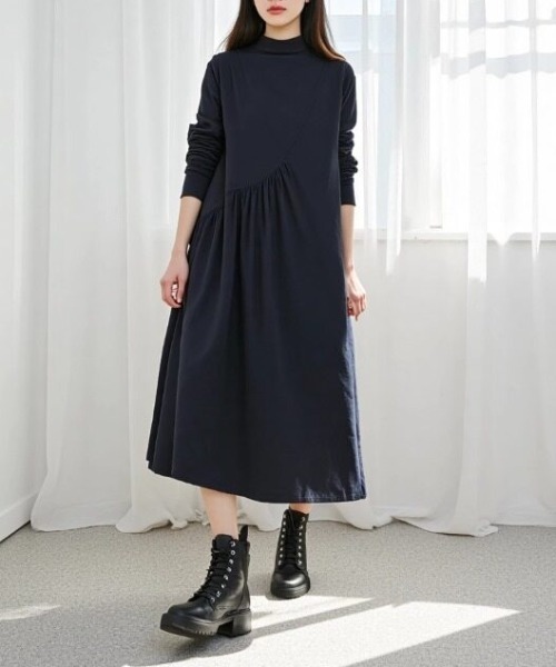 cammie(キャミー)の「タートルネックデザインワンピース(ワンピース・レディース・ブラック/グリーン/ネイビー・M/L)」の21枚目の写真