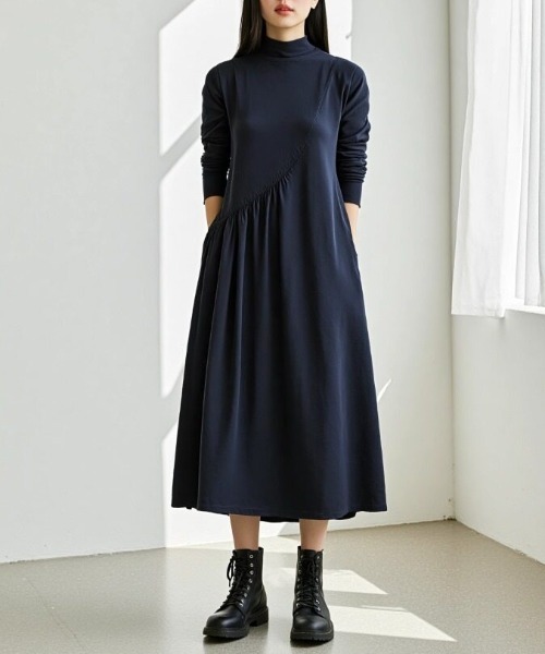 cammie(キャミー)の「タートルネックデザインワンピース(ワンピース・レディース・ブラック/グリーン/ネイビー・M/L)」の22枚目の写真