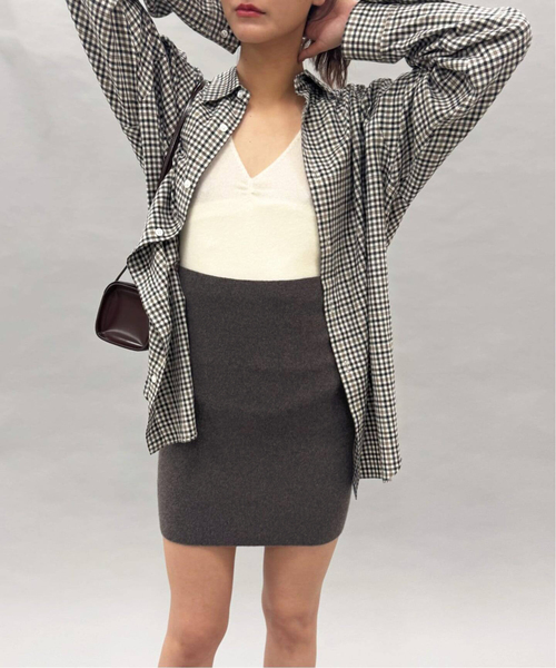 EDIT. FOR LULU（エディットフォールル）の「カシミヤミニスカート（スカート・レディース・ブラウン/ネイビー・FREE）」の10枚目の写真