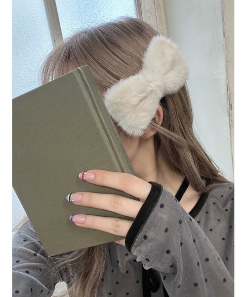 セール】フェイクファーリボンバレッタ（バレッタ/ヘアクリップ