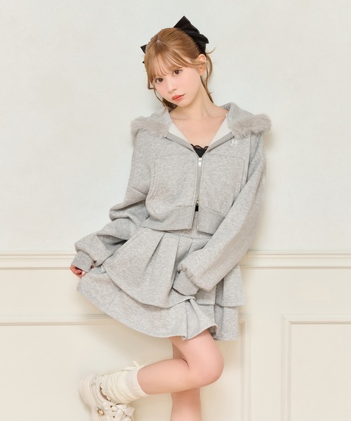 上下SETアイテム】ファー付きスウェットセットアップ（セットアップ