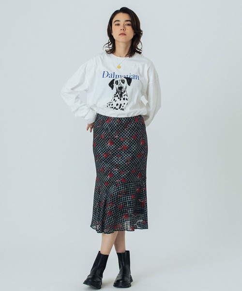 ROSE BUD（ローズバッド）の「(CREOLME)FLOWER PRINT SKIRT（スカート・レディース・イエロー/ブラック・ONE SIZE）」の3枚目の写真