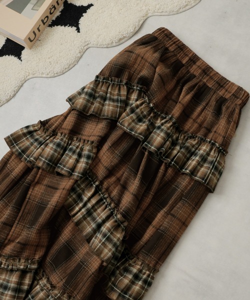 Ulysses（ユリシス）の「チェック柄ティアードロングスカート（スカート・レディース・ダークグレー/ブラウン・F）」の16枚目の写真