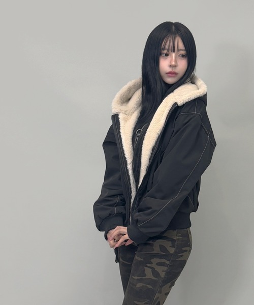 ファー取り外し可能】2WAYファー フードジャケット（ブルゾン