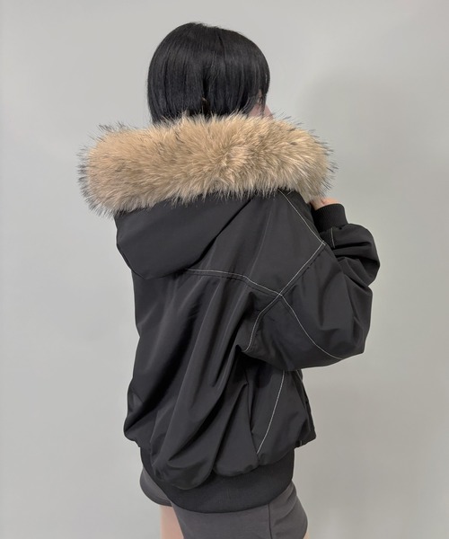 ファー取り外し可能】2WAYファー フードジャケット（ブルゾン