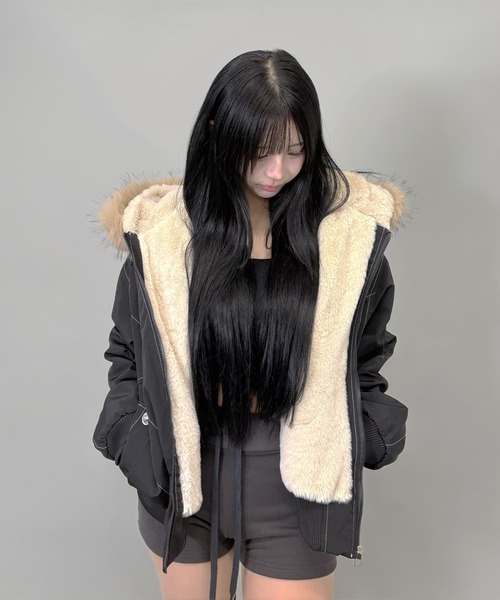 ファー取り外し可能】2WAYファー フードジャケット（ブルゾン
