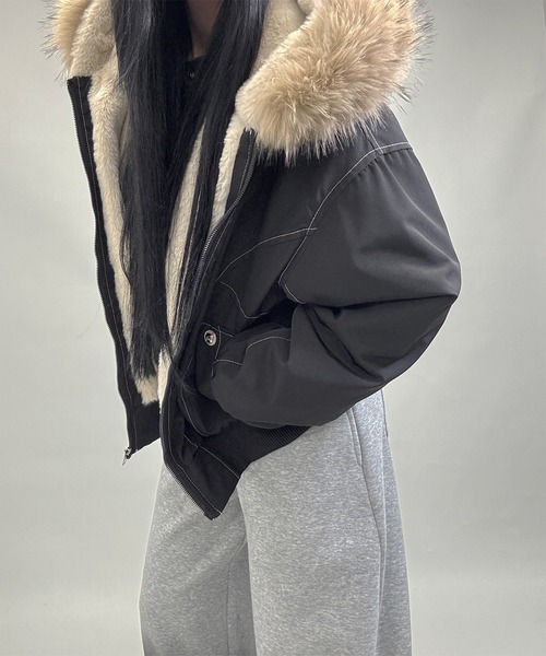 セール】【ファー取り外し可能】2WAYファー フードジャケット