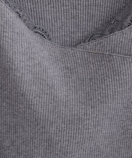 natural couture（ナチュラルクチュール）の「アシメレースネックリブニットプルオーバー（ニット/セーター・レディース・ボルドー/グレー/オフホワイト/ブラック/ネイビー/グレイッシュベージュ・FREE）」の16枚目の写真