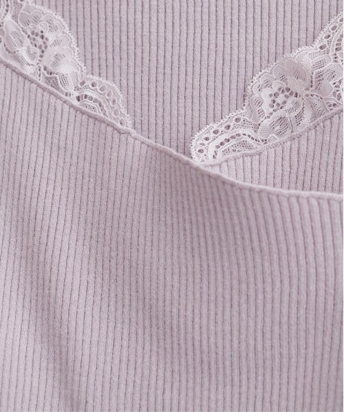 natural couture（ナチュラルクチュール）の「アシメレースネックリブニットプルオーバー（ニット/セーター・レディース・ボルドー/グレー/オフホワイト/ブラック/ネイビー/グレイッシュベージュ・FREE）」の18枚目の写真